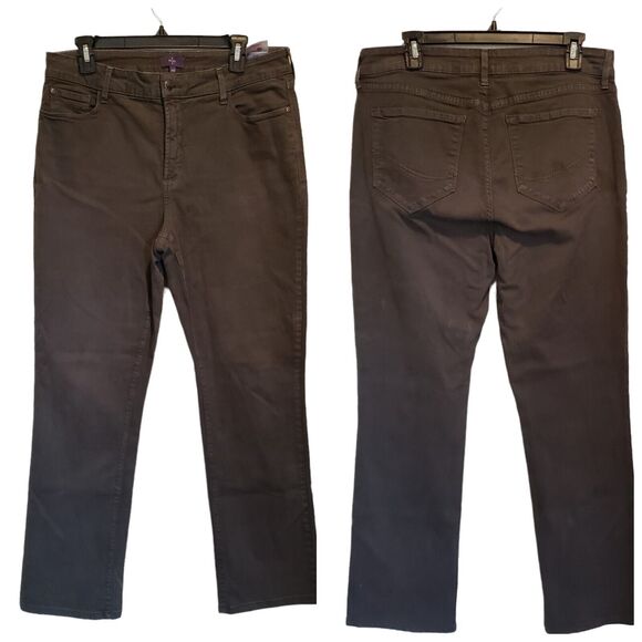 NYDJ Women's Pants Sz 14W High Rise Bootcut Jean Green - Picture 1 of 5